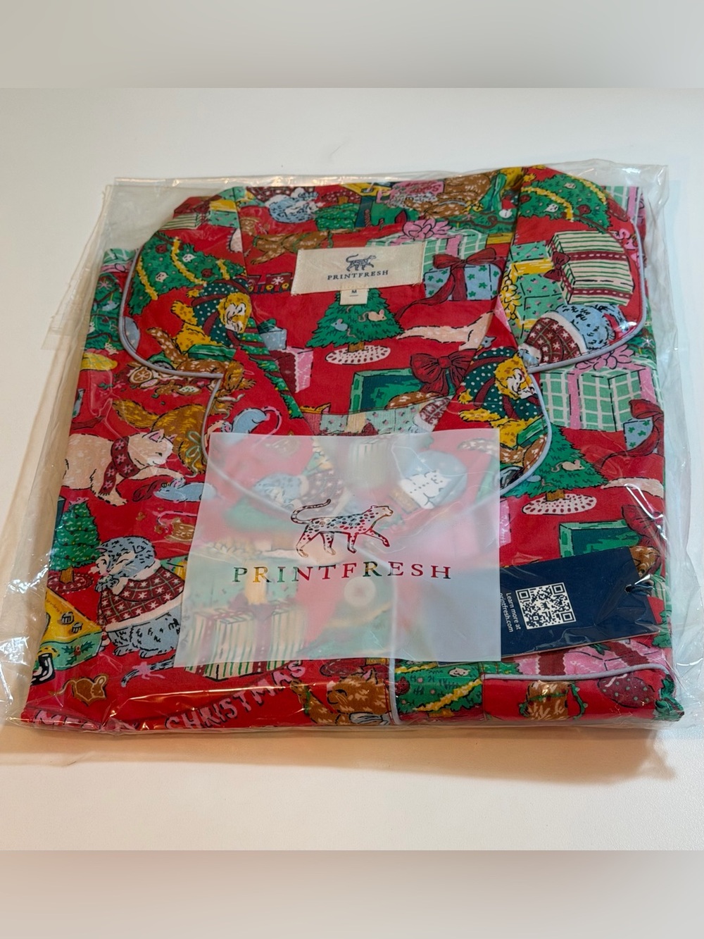 Printfresh Meowy Christmas Cotton Pajama Set NWT Long Sleeve Top & Short